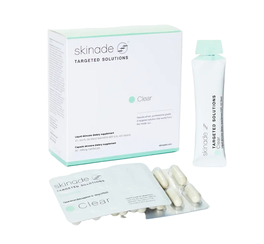 skinade targeted solutions packaging with capsules on a white background